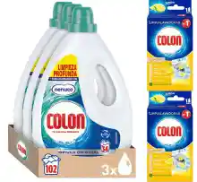 102 lavados Detergente lavadora Colon Nenuco Gel + 2x Limpialavadoras Colon 250ml