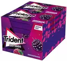 12 envases de chicles sin azúcar sabor frutos rojos Trident Senses Berry