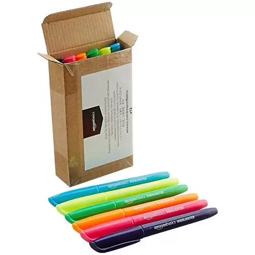 12 Subrayadores de colores vivos Amazon Basics