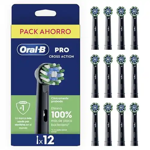 12x Cabezales originales Oral-B CrossAction Negros