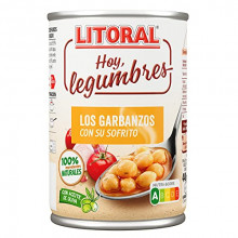 15 latas de LITORAL Hoy Legumbres Garbanzos con sofrito por 26.85€ (devuelven 12.5€ en crédito Amazon)