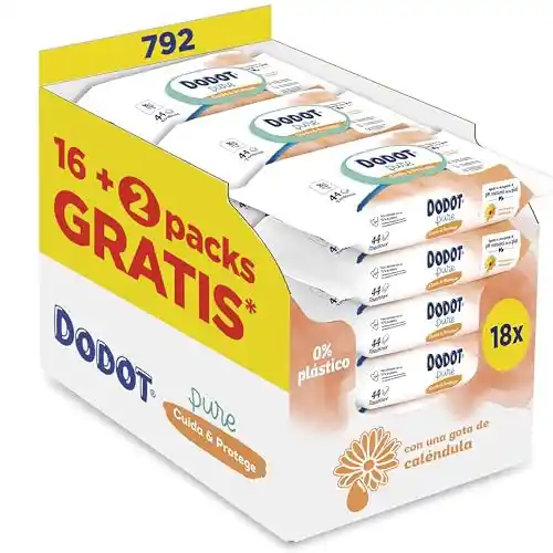 18 Paquetes Toallitas Dodot Cuida & Protege (en total 792 unidades)