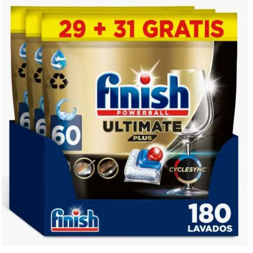 180 pastillas lavavajillas Finish Powerball ULTIMATE PLUS ALL IN 1 (a 15 céntimos el lavado)
