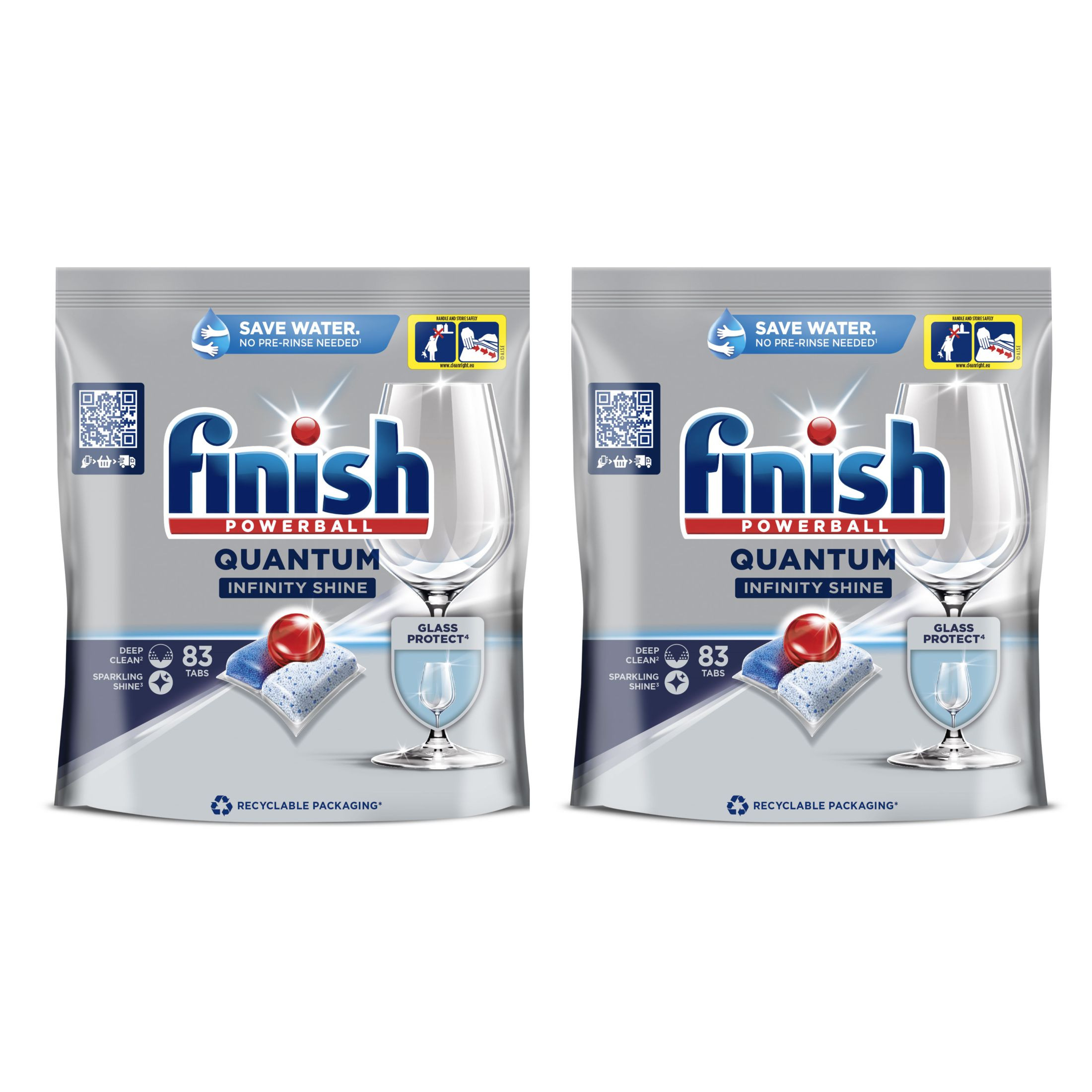 2 paquetes de 83 pastillas Finish Quantum Infinity Shine pastillas para