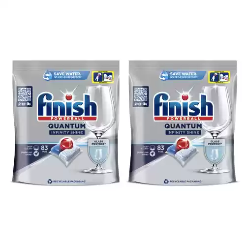 2 paquetes de 83 pastillas Finish Quantum Infinity Shine pastillas para lavavajillas