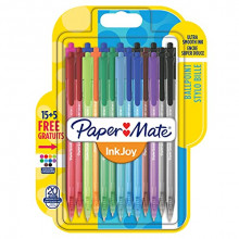 20 Bolígrafos retráctiles Paper Mate InkJoy 100RT