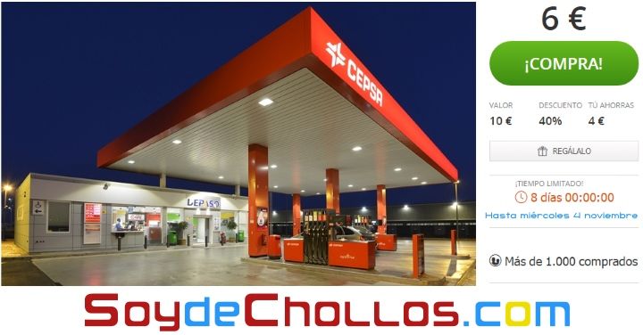¡¡Chollazo!! 40% de descuento en carburante Cepsa en Groupon