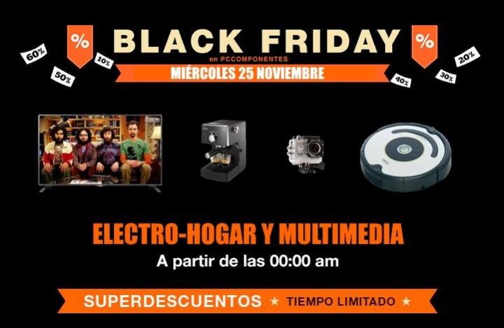 Black Friday en PcComponentes: Chollos en TV, fotografía, audio y electro-hogar (miércoles 25 noviembre)