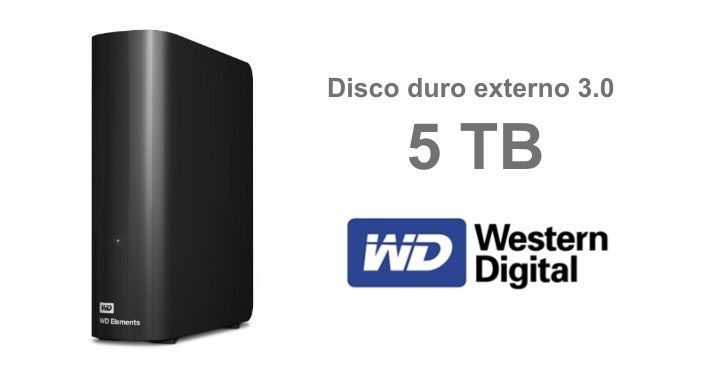 ¡Chollo! Disco duro externo WD Elements 3.0 de 5TB solo 149€