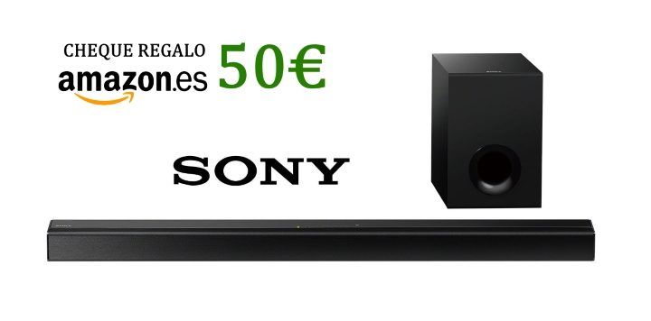 ¡Chollo! Cheque 50€ Amazon gratis comprando esta barra de sonido 2.1 Bluetooth Sony HT-CT80 por 109€