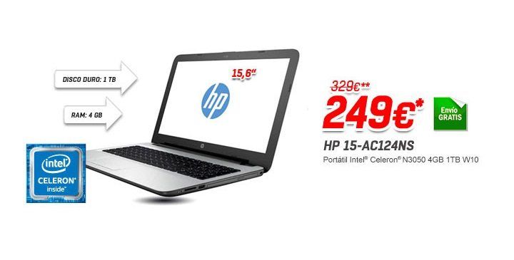 ¡Chollo! Portátil HP 15-ac124ns barato sólo 249€ (envío gratis)
