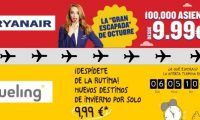 ¡Chollo! Vuelos baratos en Ryanair y Vueling desde 9,99€