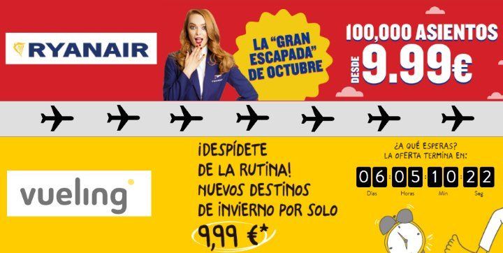 Chollo! Vuelos baratos en Ryanair y desde 9,99€