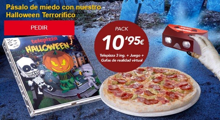 Pack Telepizza Halloween: mediana + gafas VR + juego por 10,95€