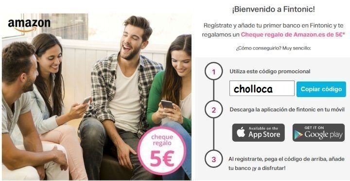 Consigue cheques regalo 5€ Amazon totalmente gratis con Fintonic