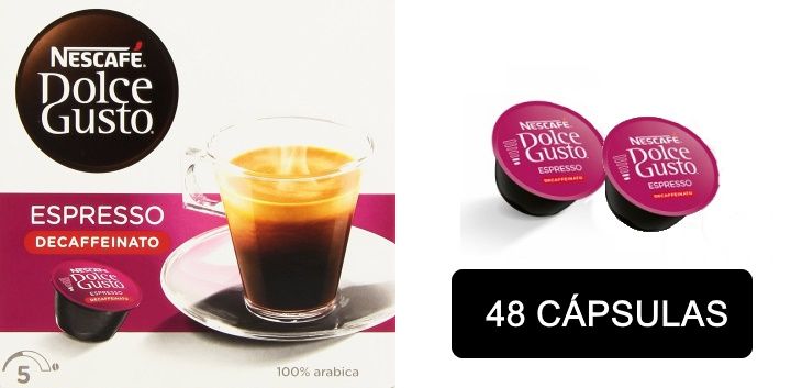 ¡Chollo! 48 cápsulas Nescafé Dolce Gusto Descafeinado sólo 8,63€