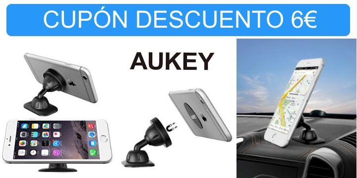 ¡Chollo! Soporte magnético móvil para coche Aukey HD-C13 sólo 3,99€