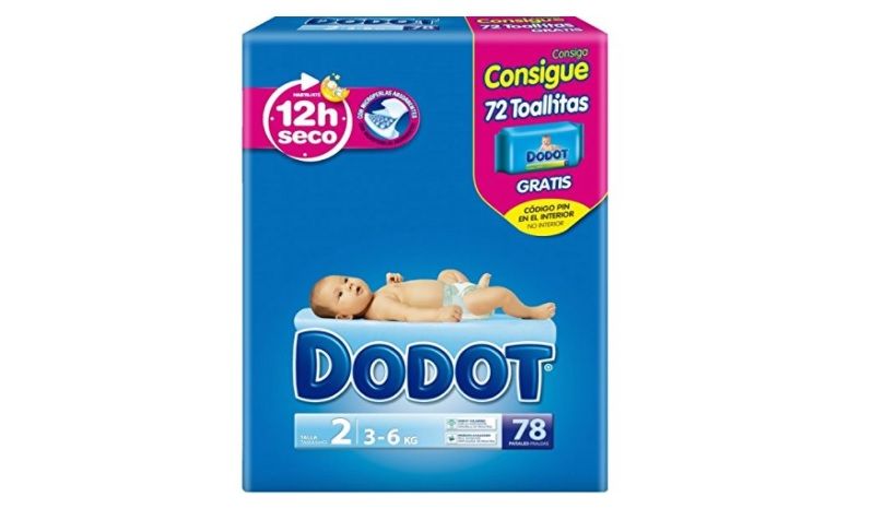 ¡Chollo! 78 pañales Dodot T2 (3-6 Kg) sólo 10,79€. ¡La unidad a 0,13€!