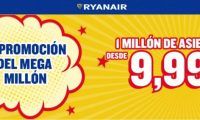 ¡Promoción! 1 millón de plazas desde 9,99€ en Ryanair (se agotará pronto)