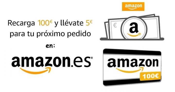 ¡Gratis! 5€ de regalo si recargas 100€ en tu cuenta de Amazon