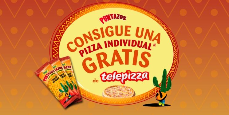 ¡Gratis! Pizza pequeña de Telepizza gratis con 3 bolsitas de snacks Aspil