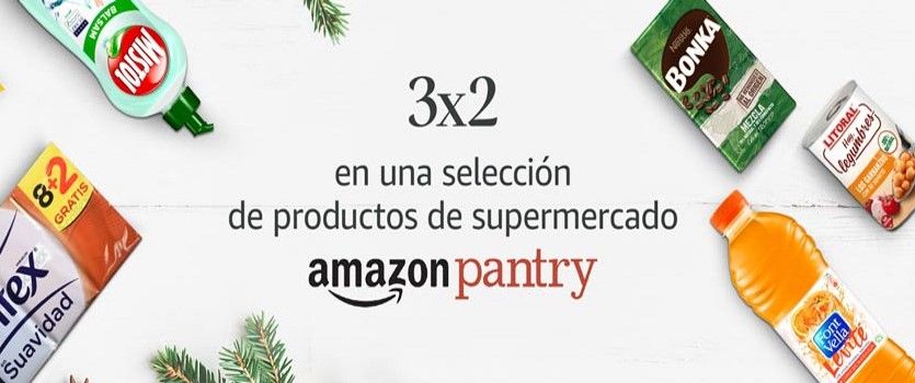 3x2 en selección de productos de supermercado en Amazon (sólo Prime)