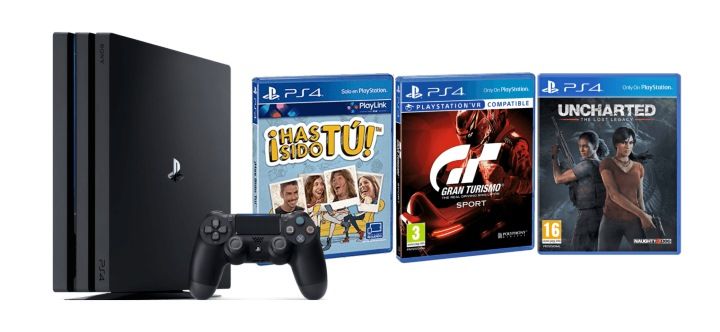 PS4 Pro 1TB + ¡HST! + GT Sport + Uncharted + 10€ PS Store sólo 349€