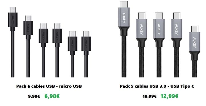 Cupones descuento para cables micro USB y USB Tipo C en Amazon