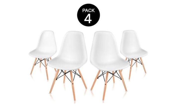 ¡Chollo! Pack 4 sillas blancas de estilo nórdico sólo 53,99€