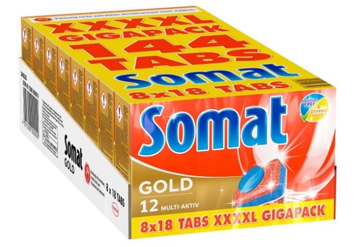 Pack 144 pastillas Somat Oro para lavavajillas por 18,59€ (0,13€ / lavado)