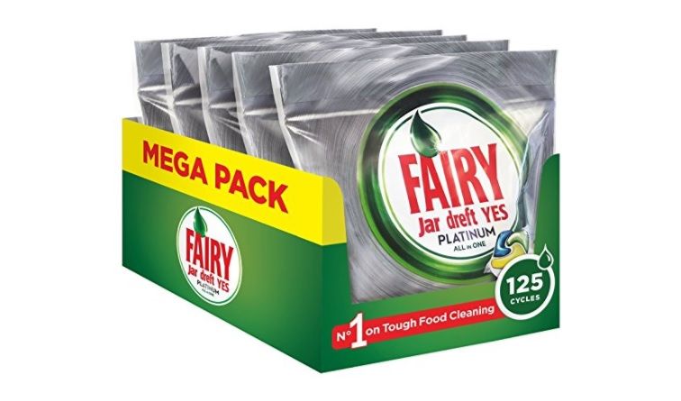¡Sólo hoy! 125 cápsulas lavavajillas Fairy Platinum All in One limón sólo 18,99€