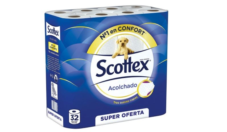 Pack de 32 rollos de Papel Higiénico Scottex Acolchado por 8,83€