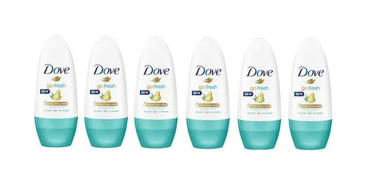 Pack de 6 botes de desodorante Dove Go Fresh Roll On 50 ml