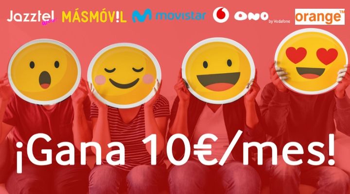 Consigue 10€ gratis al mes con ciertas tarifas de Jazztel, MásMóvil, Orange y Vodafone