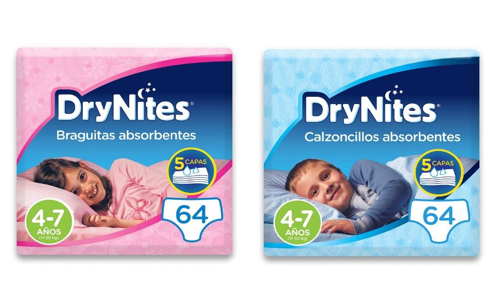 ¡Chollo! Pack 64 Calzoncillos o Braguitas absorbentes Drynites para niños 4-7 años por sólo 23,88€ (50% dto al tramitar pedido)
