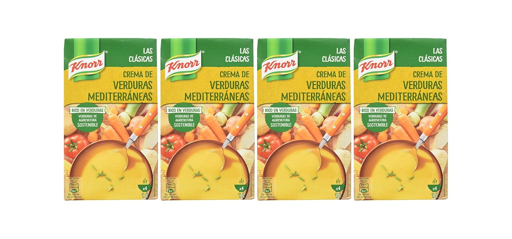 ¡Chollo! Pack 4 envases de crema de verduras mediterráneas 1L por sólo 7,36€