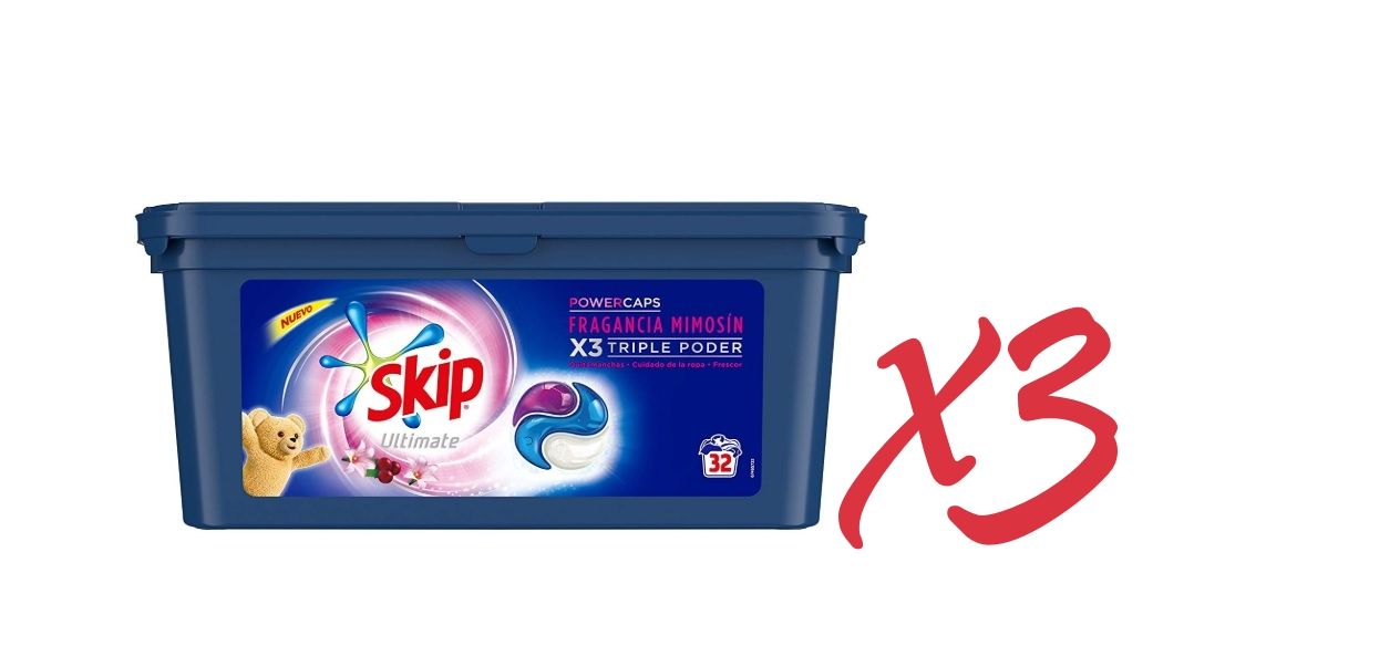 ¡Chollo! 3 Packs de detergente Skip Ultimate Triple Poder por sólo 17,22€ (antes 30,72€)
