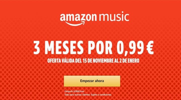 ¡Chollazo! 3 meses de Amazon Music Unlimited por sólo 0,99€
