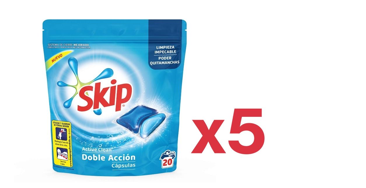¡Chollazo! Pack de 100 lavados de Skip Active Clean por sólo 16,58€ (antes 36,96€)