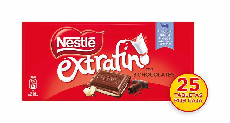 ¡Chollo! Pack de 25 tabletas de chocolate Nestlé extrafino 3 chocolates por sólo 16,75€