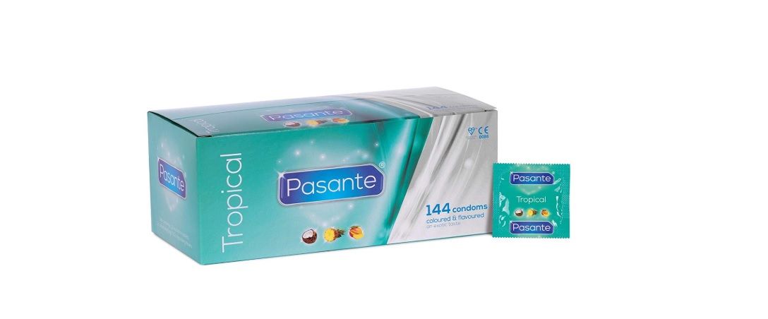 ¡Chollazo! Pack de 144 preservativos Pasante Healthcare Limited Tropical por sólo 15,28€ (0,11€/unidad)