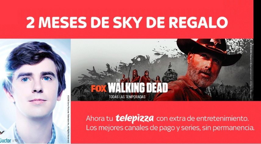 2 meses de Sky TV gratis con tu pedido de Telepizza de más de 15€