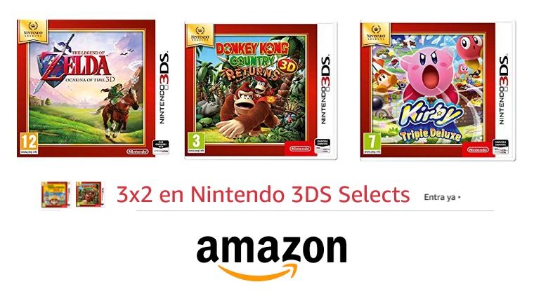 3x2 en una selección de juegos Nintendo 3DS Selects en Amazon