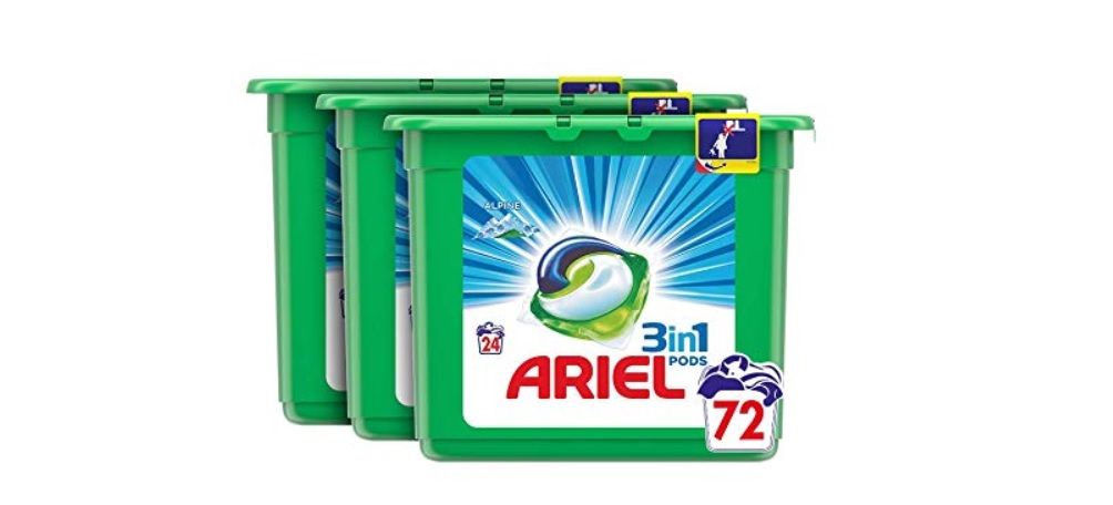 ¡CHOLLAZO! Pack de 72 cápsulas Ariel 3 en 1 Pods por sólo 9€ (sin stock pero deja comprar)