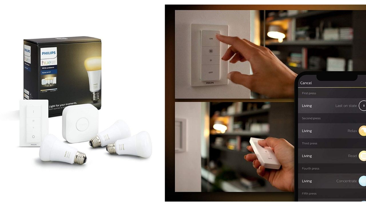 ¡Chollo! Philips Hue White Ambiance - Kit de 3 bombillas LED E27 + puente + mando por sólo 69,90€