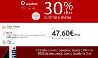 Vodafone One (fibra+móvil+TV+fijo) con 30% dto durante 6 meses y 10GB/mes gratis 1 año