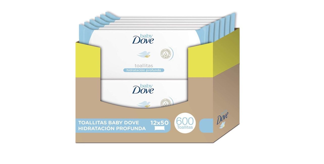 ¡Chollo! Pack de 12 paquetes de 50 toallitas Dove hidratación profunda por sólo 12,69€ (antes 23,88€)