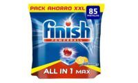85 pastillas para lavavajillas Finish Todo en 1 Max Limón (dto al tramitar + compra recurrente)