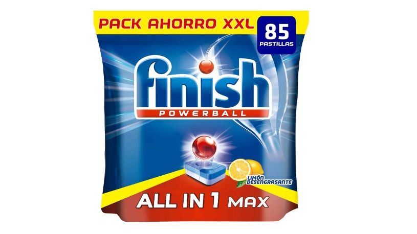 85 pastillas para lavavajillas Finish Todo en 1 Max Limón (dto al tramitar + compra recurrente)