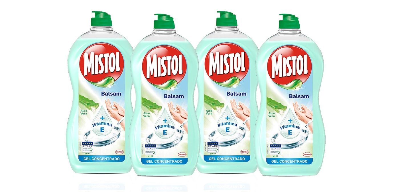 ¡Chollo! Pack de 4 envases de Mistol lavavajillas de áloe vera por sólo 5,60€ (1,40€/unidad)